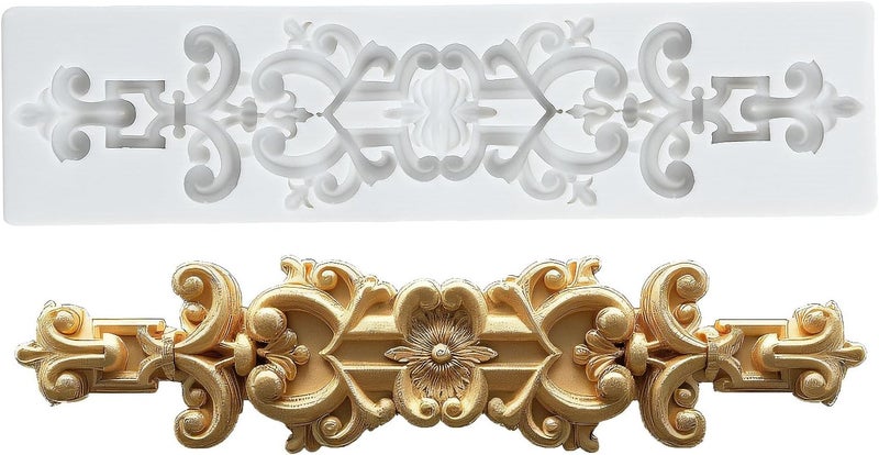 TAOXIBEI Baroque Relief Polymer Clay Molds Baroque Lace Embossing Silicone Mold for DIY Crafts Epoxy Resin Casting Air Dry Polymer Clay Plaster Jewelry Making - Image 1